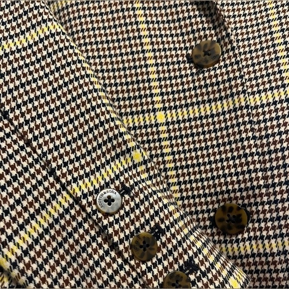 Scotch & Soda Plaid Double Breasted Blazer Brown Yellow Women’s Small NWOT - Picture 9 of 9